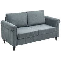 Vintage Loveseat, Upholstered Love Seat Furniture, Fabric 2 Seater Sofa with Rolled Arms, Rubber Wood Legs, Grey