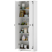 67" Farmhouse Pantry Cabinet with 2 Doors, Tall Storage Cabinet with Adjustable Shelves, Distressed White