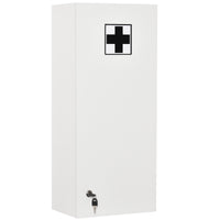 Wall Mount Medicine Cabinet, 5-tier Lockable Bathroom Cabinet with 2 Keys and Adjustable Shelves, White