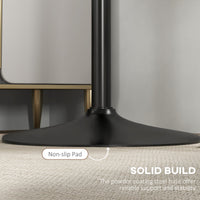High Top Bar Table, Modern Round Dining Table with Painted Top and Steel Base, Bistro Table for 2 People, Black