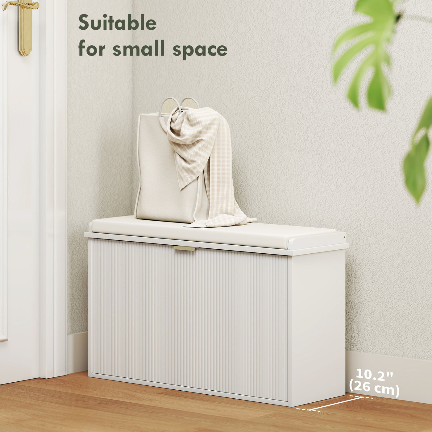 Entryway Bench with Padded Seat and Flip-Drawers, Holds up to 265lbs, Shoe Storage Bench for 8 Pairs of Shoes, White