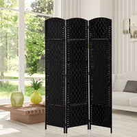 6ft Folding Room Divider, 3 Panel Wall Partition with Wooden Frame for Bedroom, Home Office, Black