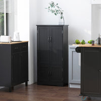 48" 4-Door Storage Cabinet Multi-Storey Large Space Pantry with Adjustable Shelves Black