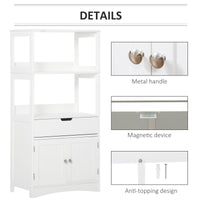 Bathroom Floor Cabinet, Free Standing Kitchen Cabinet with Shelves, Drawer and Doors, for Living Room, White