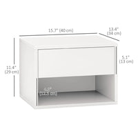 Floating Nightstand Set of 2, Wall Mounted Bedside Table with Drawer for Bedroom, White