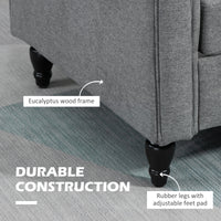 Vintage Loveseat, Upholstered Love Seat Furniture, Chenille-feel Fabric 2 Seater Sofa Couch with Rolled Arms, Gourd-Shaped Rubber Wood Legs for Living Room, Light Grey
