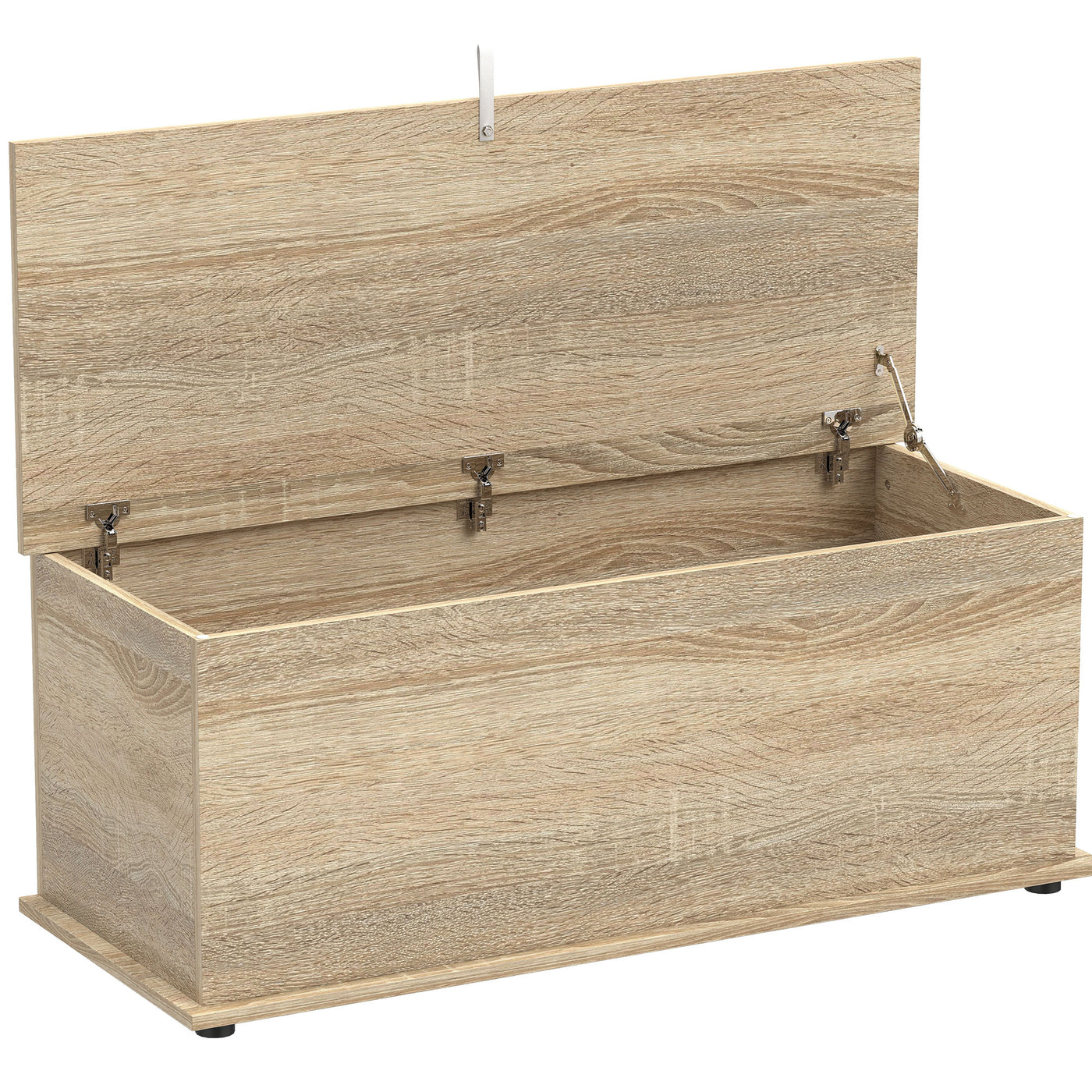 39.5" Storage Chest with 2 Safety Hinges, Storage Box Organizer with Flip-Top Lid, Entryway Storage Bench, Oak