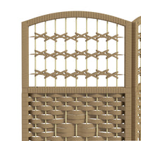 6 Panel Folding Room Divider, Portable Privacy Screen, Wave Fiber Room Partition for Home Office, Natural