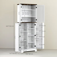 64" Tall Kitchen Pantry Cabinet with Spice Racks and Adjustable Shelves, White