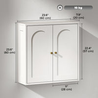 Medicine Cabinet, Modern Bathroom Wall Cabinet with 2 Arched Doors and Gold Handles, White Wood Grain