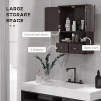 Medicine Cabinet, Bathroom Wall Cabinet with Shelf and Drawers for Hallway, Living Room, Brown