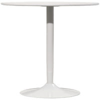 Modern Kitchen Table for 2 people, Round Dining Table with Steel Base for Living Room, Dining Room, White