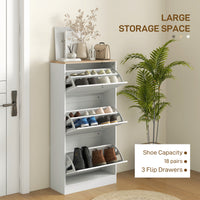 Modern Shoe Storage with 3 Flip Drawers and Adjustable Shelves, Shoe Cabinet Organizer for 12-18 Pairs of Shoes, White