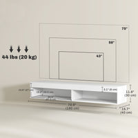 Modern Wall Mounted TV Stand with Storage and LED Lights for TVs up to 75", Floating TV Shelf for Living Room, White
