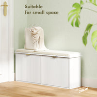 Entryway Bench with Padded Seat and Flip-Drawers, Holds up to 529lbs, Shoe Storage Bench for 10 Pairs of Shoes, White