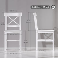 Wooden Dining Chairs Set of 4, Kitchen Chairs with Cross Back, Solid Structure for Living Room and Dining Room, White
