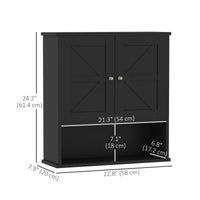 Farmhouse Bathroom Medicine Cabinet, Wall Cabinet with Barn Doors, and Adjustable Shelf for Laundry Room, Black