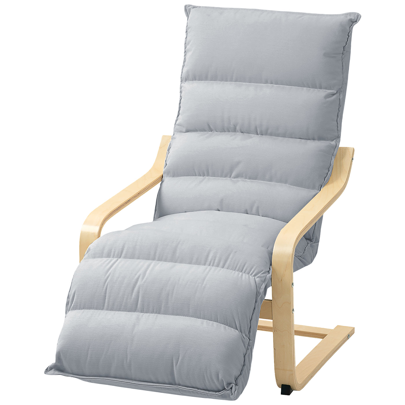Accent Chair, Velvet Upholstered Living Room Chair with Footrest, Wood Frame, Light Grey
