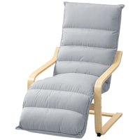 Accent Chair, Velvet Upholstered Living Room Chair with Footrest, Wood Frame, Light Grey