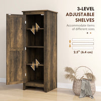 48" Farmhouse Kitchen Pantry Storage Cabinet with Barn Door, Kitchen Pantry Cabinet with Adjustable Shelves, Brown
