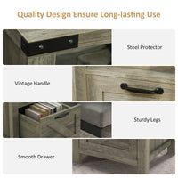Small Side Table with Storage, Farmhouse End Table with Drawer, Open Shelf and Barn-style Panel, Nightstand for Living Room, Bedroom, Grey