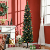 6FT Artificial Snow Dipped Christmas Tree Xmas Pencil Tree Holiday Home Indoor Decoration with Foldable Black Stand, Green