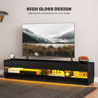 Lighted TV Stand for TVs up to 75", TV Cabinet with Storage for Living Room, High Gloss Black