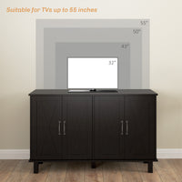 Kitchen Sideboard Cabinet with 4 Barn Doors and 2 Adjustable Shelves, Buffet Table for Living Room, Hallway, Black