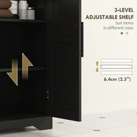 Bathroom Floor Cabinet, Farmhouse Bathroom Storage Cabinet with Adjustable Shelf, Black