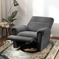 Power Recliner Chair, Fabric Upholstered Recliner Chair with USB Ports, Swivel and Rocking Function, Footrest, Dark Grey