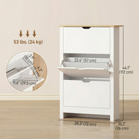 Shoe Storage Cabinet with 3 Flip Drawers and Adjustable Shelves for 9-18 Pairs of Shoes, White