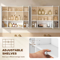 Medicine Cabinet with Mirror, Wall Mounted Bathroom Mirror Cabinet with Adjustable Shelf, USB Charge, High Gloss White