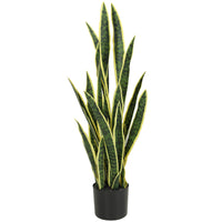 Artificial Tree, 35.4" Artificial Snake Plant with 21 Leaves in Pot for Home, Office, and Living Room, Green