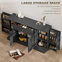 55" Modern Kitchen Storage Cabinet with Drawer, Adjustable Shelves, Small Kitchen Pantry with Door Racks, Black