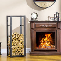 15.7" x 9.8" x 39.4" Firewood Rack Outdoor, Log Holder Fireplace Storage Rack with Handles and 220 lbs. Weight Capacity, Black