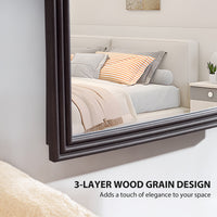 64" x 21" Full Length Mirror, Free Standing, Leaning or Wall, Arched Full Body Mirror, Brown Wood Grain