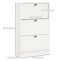 Shoe Cabinet with 3 Flip Drawers, Narrow Shoe Storage Cabinet, Holds 12 Pairs for Entryway, Hallway, White