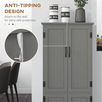 4-Door Storage Cabinet Multi-Storey Large Space Pantry with Adjustable Shelves Grey
