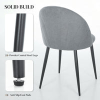Modern Dining Chairs Set of 4, Upholstered Dining Room Chairs with Metal Legs, Shell Backrest, Padded Seat, Grey