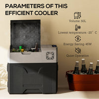 53Quart (50L) Car Refrigerator Portable Freezer 12/24V Electric Cooler Box for Camping, Travel, Picnic, Down to -4°F