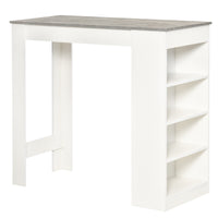 Bar Table, High Top Pub Table with 4 Storage Shelves, Modern Bar Height Table for Home Bar, Kitchen, Grey