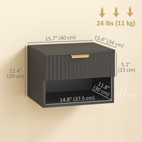 Floating Nightstands, Wall Mounted Bedside Tables Set of 2 with Drawer and Open Shelf, Black
