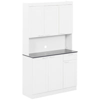 71" Kitchen Pantry Cabinet, Storage Buffet with Hutch, Adjustable Shelves,Cable Management for Kitchen, Living Room, High Gloss White