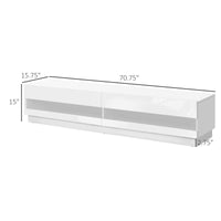 Lighted TV Stand for TVs up to 75", TV Cabinet with Storage for Living Room, High Gloss White