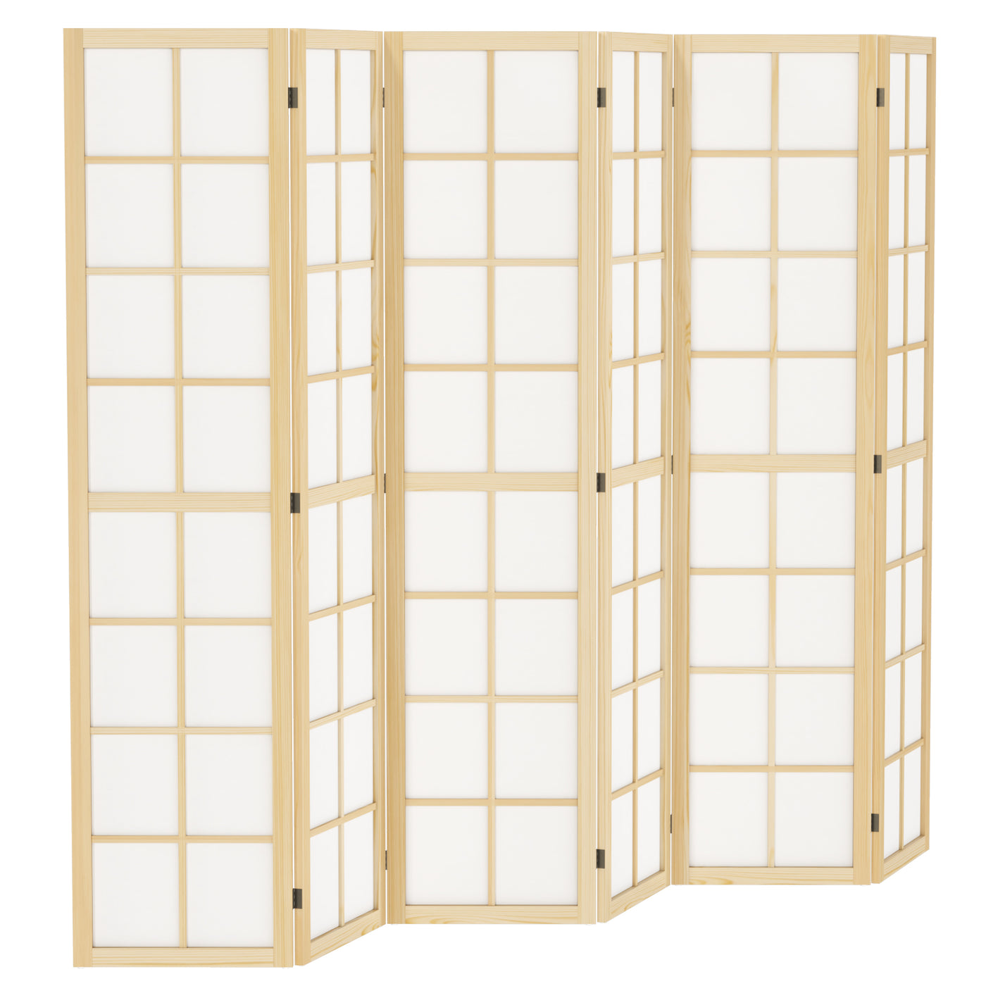 6 Panel Room Divider, 5.6 ft Folding Wall Divider Room Partition for Home Office, Bedroom, Living Room, Natural Wood