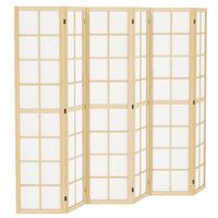 6 Panel Room Divider, 5.6 ft Folding Wall Divider Room Partition for Home Office, Bedroom, Living Room, Natural Wood
