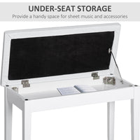 30" Piano Bench with Padded Cushion and Storage, Faux Leather Keyboard Bench with Solid Wood Legs, White