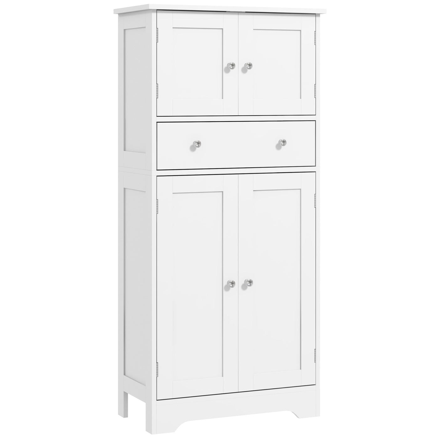50.5" Kitchen Storage Cabinet, Modern Kitchen Pantry Cabinet with 4 Doors, Drawer, Adjustable Shelf, White