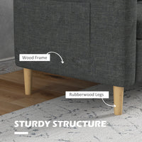 56" 2 Seat Sofa, Modern Love Seats Furniture, Upholstered 2 Seater Couch with Side Pockets, Solid Wood Frame, Grey