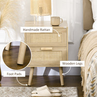 Boho Design Nightstand Set of 2, Side End Table with 2 Drawers for Living Room, Bedroom